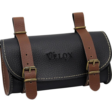 Saddle bag Vintage Grained Faux Leather Velox - Black/Brown