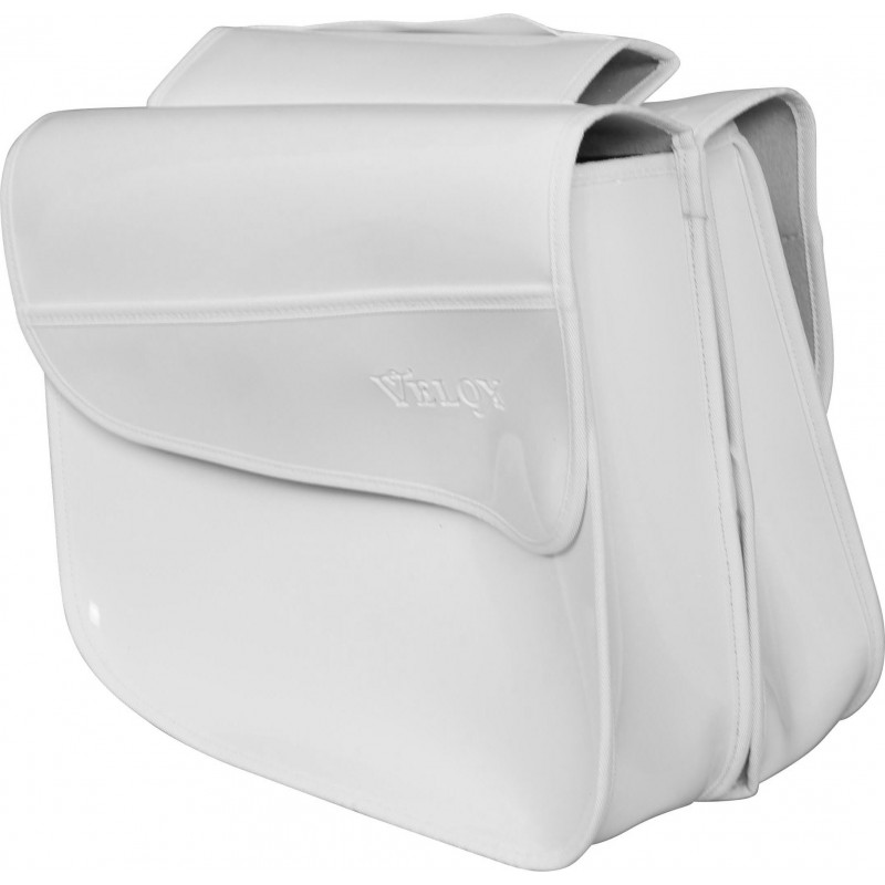 Rear rack bag Grained Faux Leather Velox - Varnished White Rear rack bag Grained Faux Leather Velox - Varnished White