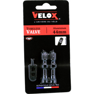 Prolongateur de valve Tubeless 44mm - Schrader - Aluminium (la paire) Velox VTUBS Valves et prolongateurs