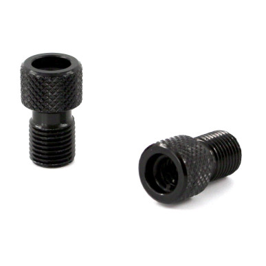 Presta/Schrader valve adapter with O-ring - Aluminium - Black (each)