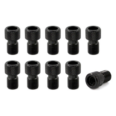 Presta/Schrader valve adapter with O-ring - Aluminium - Black (set of 10)