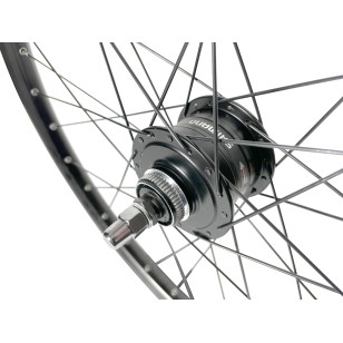 Front wheel Mach1 M910 Black - 26" - Shimano Dynamo DH3D37 6V/3.0W CenterLock - Nuts