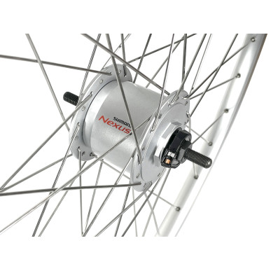 Front wheel Mach1 ER-10 Silver - 26" - Shimano Dynamo DH C3000 3W - Nuts