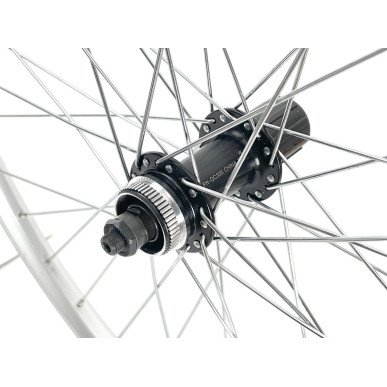 Rear wheel Mach1 ER-10 Silver - 28" - Shimano QC300 CenterLock K7 9/10/11V - Quick release