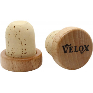 Tapones de manillar Velox - Vintage - Cabeza de madera barnizada (par)